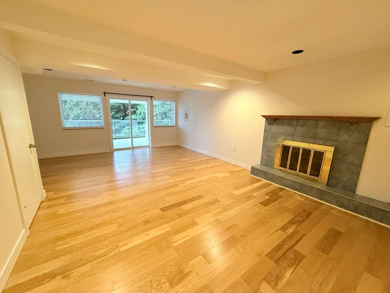 Residential interior with fireplace and flooring